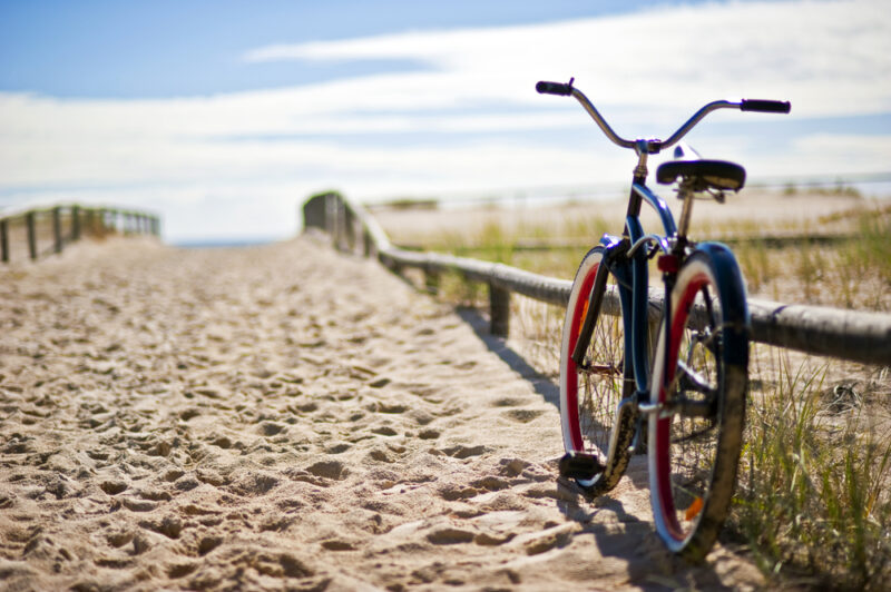 beautiful beach with a bike